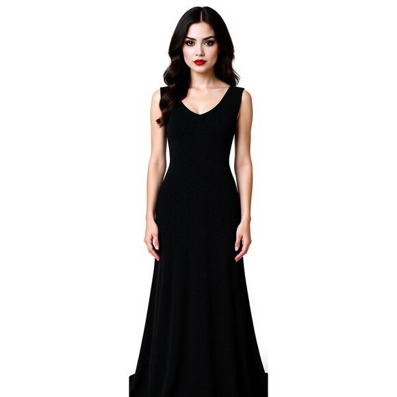Y2K Black Velvet Silver Sparkle Sleeveless Maxi Dress S 4 6 Whimsigoth Witchy - Picture 1 of 9